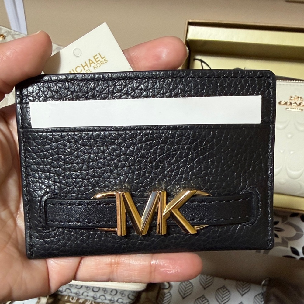 Brand New Michael Kors Black and Gold Card Holder